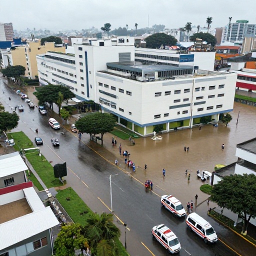 Lluvias inundan y bloquean acceso al Hospital de Emergencias Villa El Salvador