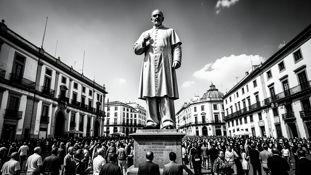 Escultura realista del papa León XIV llama la atención en el Centro de Lima